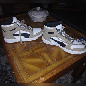 New Puma Mens Rebound Layup High Sneakers Shoes Casual (Beige, White), Size 8